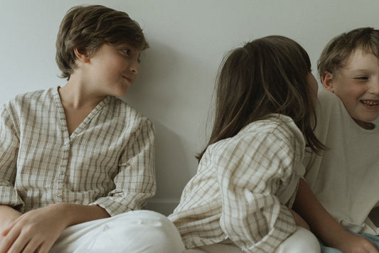 pre-order TAKE CARE TOP olive check - cabane childrenswear