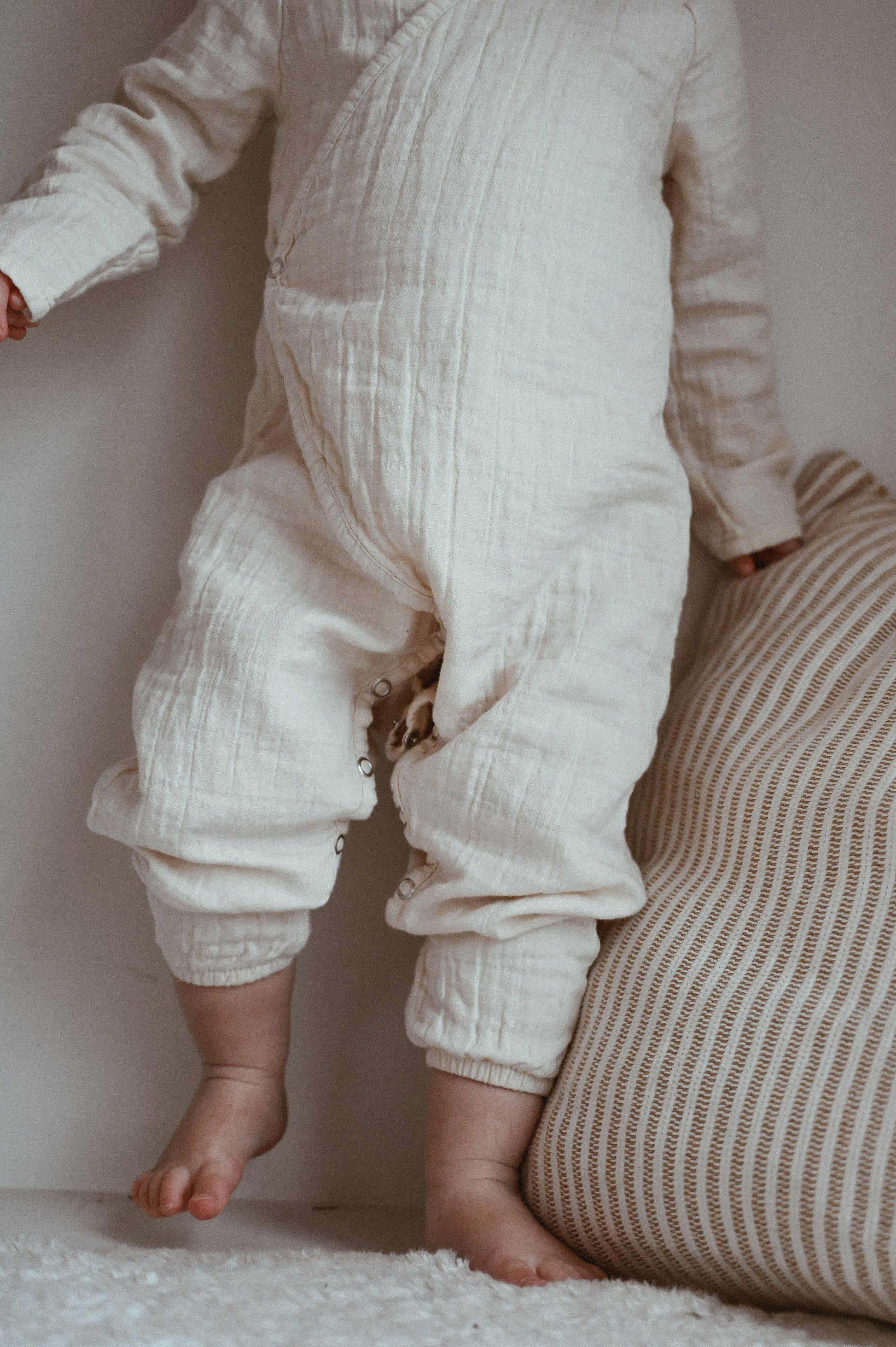 an essential part of a babies layette, this is a perfect outfit for newborns. ethically made in canada. 100% organic cotton double gauze check. from calgary children's baby clothing company cabane childrenswear.